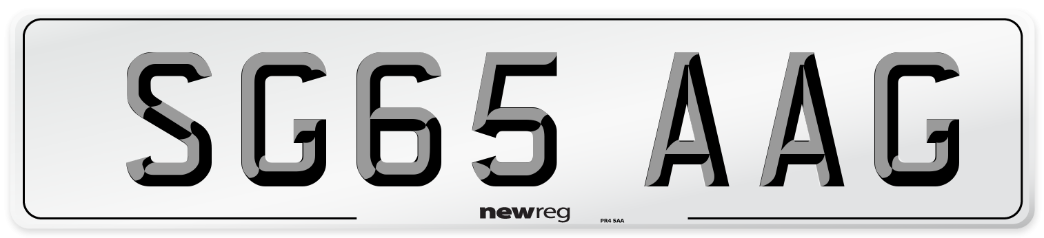 SG65 AAG Number Plate from New Reg